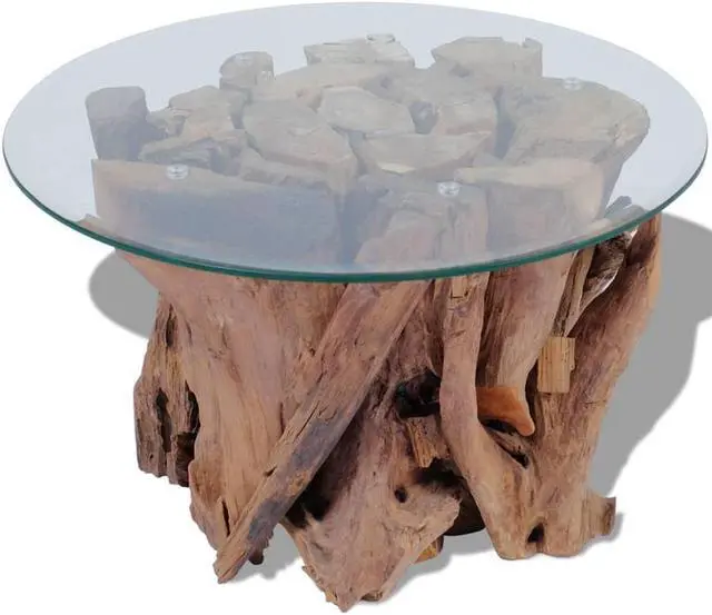 Alt view image 6 of 10 - vidaXL Coffee Table Solid Teak Driftwood 23.6"