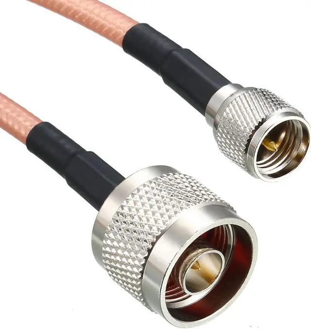 Alt view image 3 of 4 - Low Loss RF Coaxial Cable Connection Coax Wire RG-142 N Male to Mini UHF Male 30cm