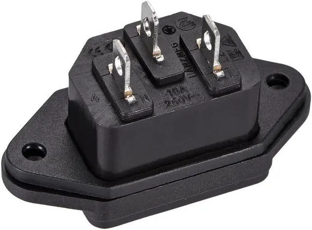 Alt view image 3 of 3 - C14 Panel Mount Plug Adapter AC 250V 10A 3 Pins IEC Inlet Module Plug Power Connector Socket with cover