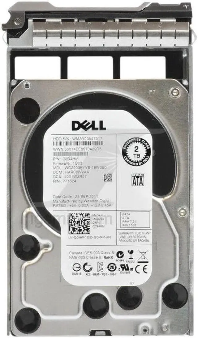 Alt view image 2 of 4 - Dell 2G4HM 2TB 72K 3Gbps 3.5" SATA Internal Hard Drive