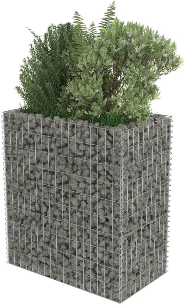 Alt view image 3 of 10 - vidaXL Gabion Raised Bed Galvanized Steel 35.4"x19.7"x39.4" Stone Baskets Cage