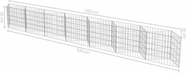 Alt view image 7 of 18 - vidaXL Gabion Wall Galvanized Steel 177.2"x11.8"x19.7" Stone Basket Cage Fence