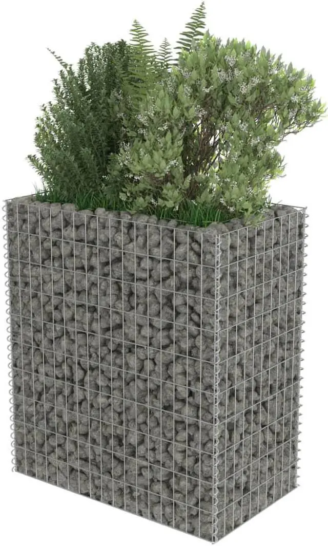 Alt view image 4 of 10 - vidaXL Gabion Raised Bed Galvanized Steel 35.4"x19.7"x39.4" Stone Baskets Cage