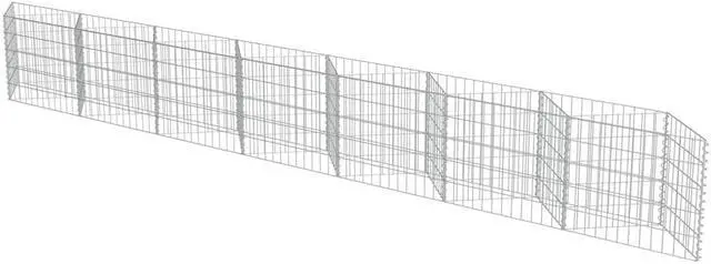 Alt view image 2 of 18 - vidaXL Gabion Wall Galvanized Steel 177.2"x11.8"x19.7" Stone Basket Cage Fence