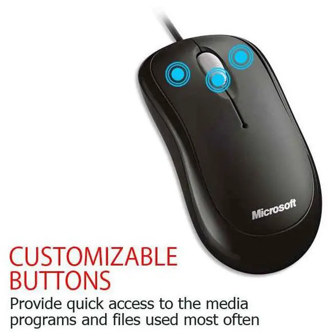 Alt view image 5 of 7 - Microsoft Basic Wired Optical Mouse - Black