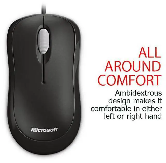 Alt view image 6 of 7 - Microsoft Basic Wired Optical Mouse - Black