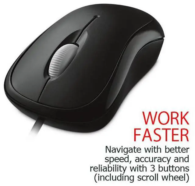 Alt view image 3 of 7 - Microsoft Basic Wired Optical Mouse - Black