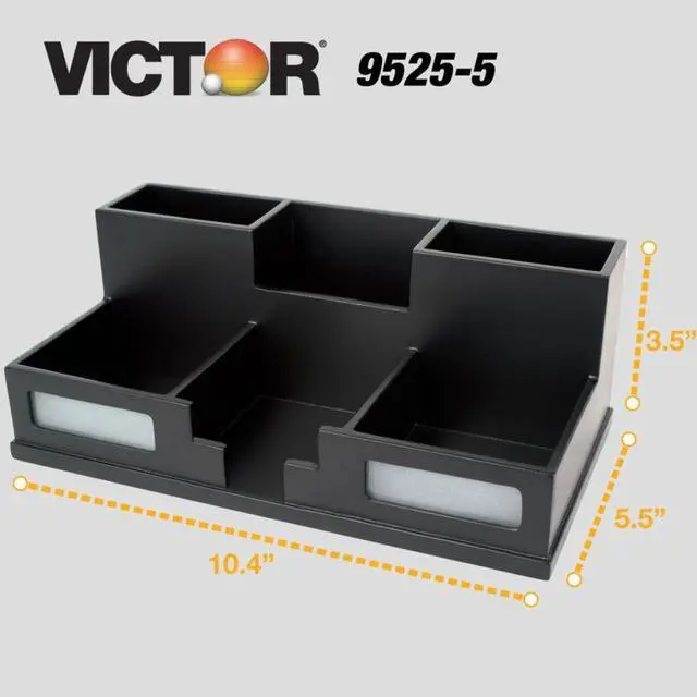Alt view image 8 of 20 - VICTOR 9525-5 Desktop Organizer,Black,Wood,5-1/2 in. H