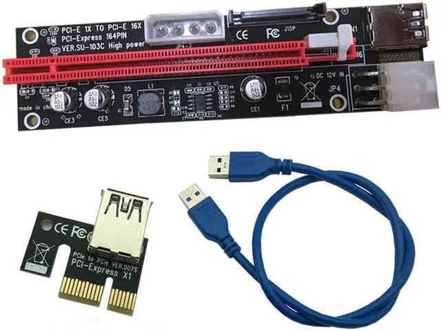 Alt view image 3 of 3 - 4pin 6pin SATA Power PCI Express 16X Sot Riser Card USB 3.0 PCI-E PCI-Express 1x to 16x PCIE Riser for Bitcoin Miner Mining
