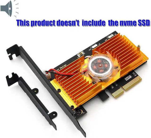 Alt view image 2 of 6 - NGFF M.2 NVME PCIE PCI-E SSD To PCI Express 3.0x 4X Adapter Card With Cooling Fan Bracket Support M.2 form 2242 2260 2280 M2 SSD