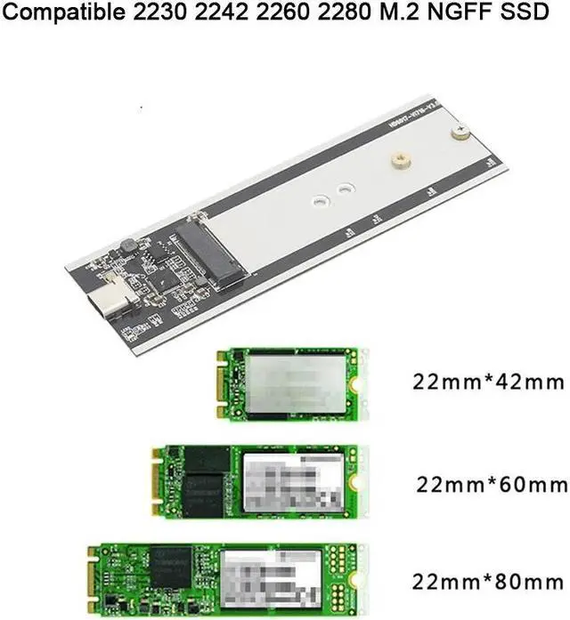 Alt view image 6 of 6 - M.2 NGFF SATA SSD 10Gbps to USB 3.1 Type C NGFF Enclosure HDD Case Converter HDD Box Adapter Enclosure Case For M2 Hard Drive PC