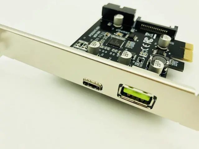 Alt view image 5 of 6 - Amify PCI Express PCI e To USB 3.1 Type C Riser Post Card PCIe to USB C 2.4A Fast Charger+19PIN Front USB Miner Expansion Adapter Card