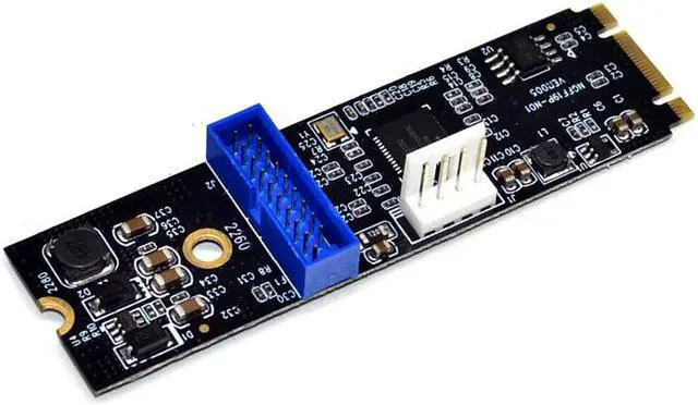 Alt view image 3 of 6 - M.2 NGFF NVME to USB 3.0 19pin Header Convert Card NGFF to 2 Port USB3.0 Expansion Card Transfer Adapter IDE 4PIN Power Supply