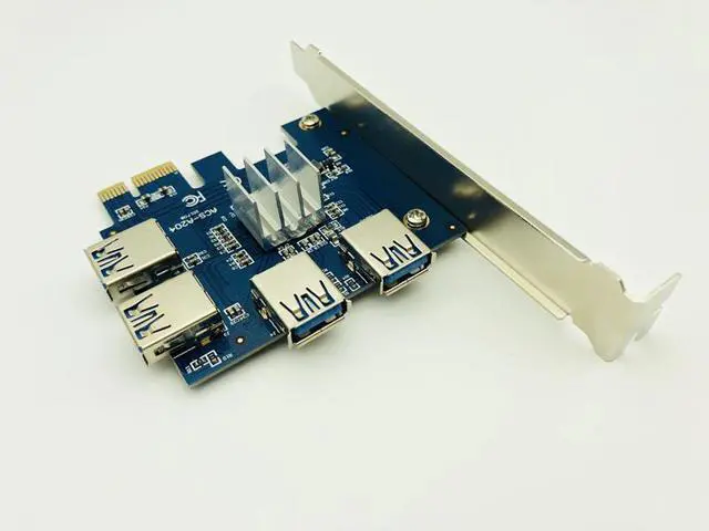 Alt view image 4 of 6 - Amify PCI E 1 to 4 PCI Express X1 Riser Card PCIE 1X to 16X USB3.0 PCI E Riser Adapter Converter for Antminer Bitcoin Miner Mining