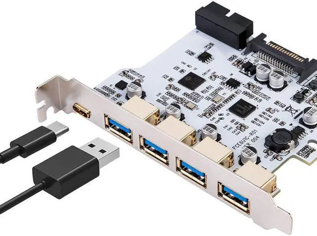 Main image of Add On Card USB 3.0 PCI E Type C Expansion Card PCI Express PCI E to USB 3.0 Controller 4Port + 1Port USB 3.1 PCI E Card Adapter