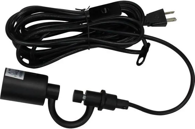 Alt view image 4 of 4 - 1-Light Plug In Swag Pendant Ceiling Light Black/Gold Shade