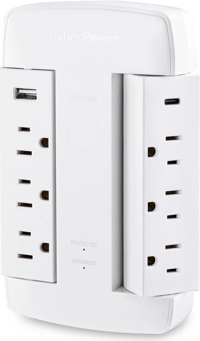 Main image of CyberPower Professional 6-Outlet Surge Suppressor/Protector - 6 x NEMA 5-15R, 3 x USB - 900 J - 125 V AC Input