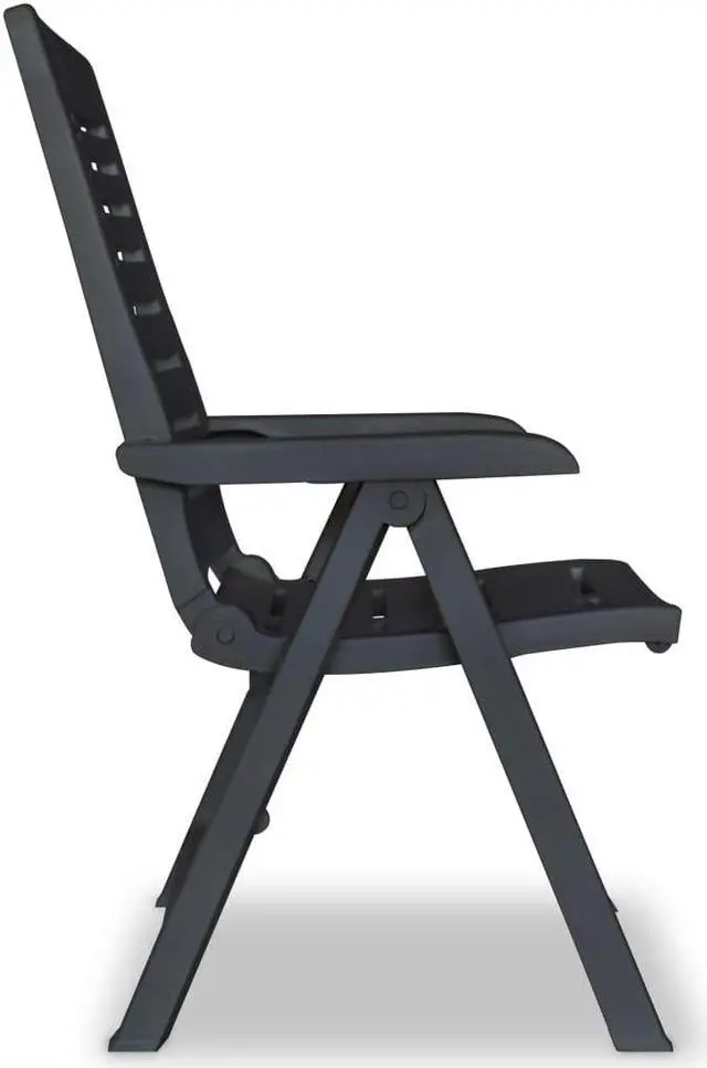 Alt view image 8 of 14 - vidaXL Reclining Garden Chairs 2 pcs Plastic Anthracite