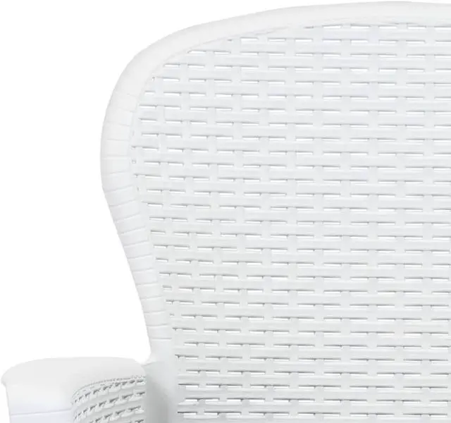 Alt view image 5 of 14 - vidaXL Patio Chairs 2 Pcs Dining Chair with Cushion White Plastic Rattan Look