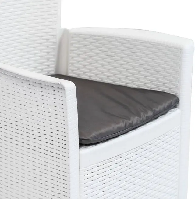 Alt view image 6 of 14 - vidaXL Patio Chairs 2 Pcs Dining Chair with Cushion White Plastic Rattan Look