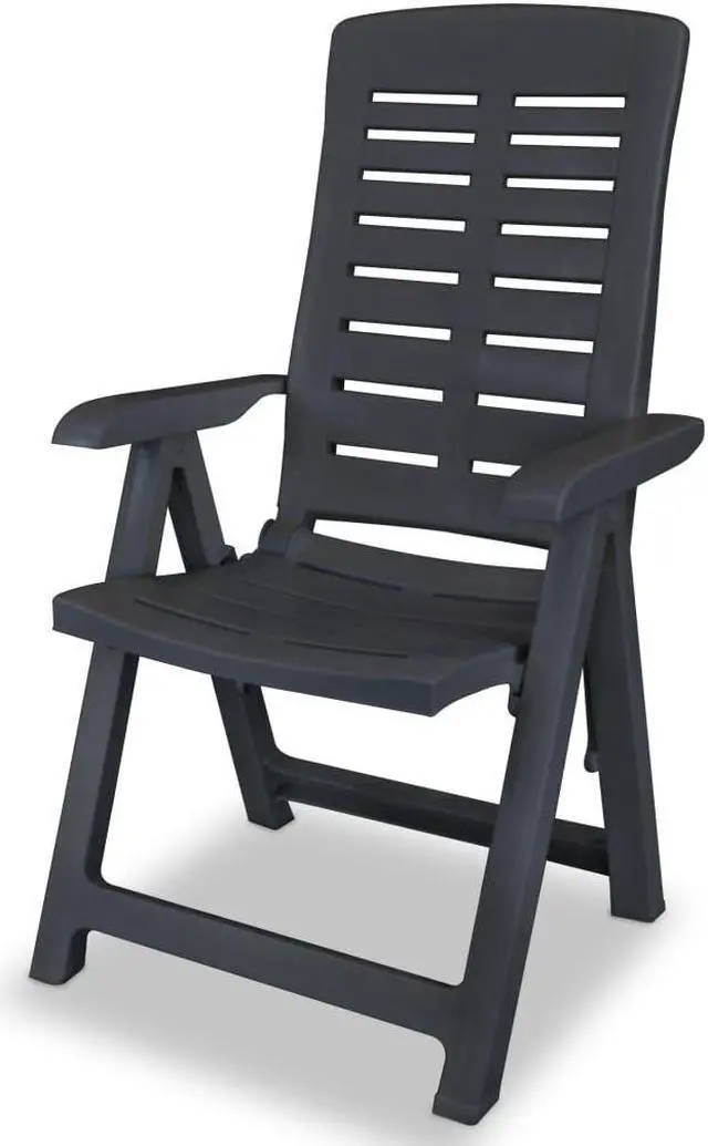 Alt view image 7 of 14 - vidaXL Reclining Garden Chairs 2 pcs Plastic Anthracite