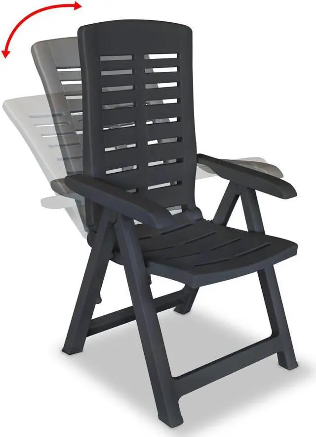 Alt view image 6 of 14 - vidaXL Reclining Garden Chairs 2 pcs Plastic Anthracite