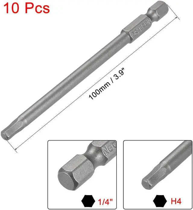 Alt view image 2 of 4 - 1/4-Inch Hex Shank 100mm Length Hex Head H4 Magnetic Screw Driver S2 Screwdriver Bits 10pcs