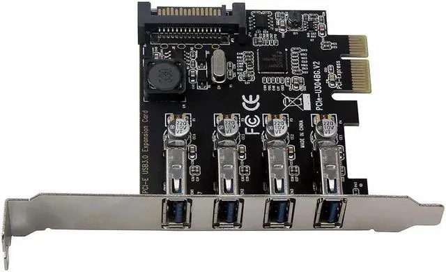 Alt view image 7 of 7 - Four Ports USB 3.0 Super Fast 5Gbps PCI-E Expansion Card PCI Express Adapter Converter Card Power Supply Module For Desktop PC with 2U Low-profile Bracket
