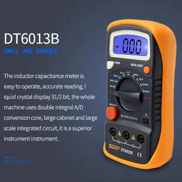 Alt view image 6 of 7 - SZBJ Capacitance Meter DT6013B Handheld Digital Capacitance Meter Capacitor w/ LCD Backlight