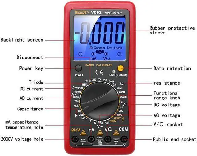 Alt view image 5 of 7 - VC92 Digital Large Screen Multimeter To Measure Interphase Voltage 2000V AC And DC Voltage To Measure 2KV High Voltage