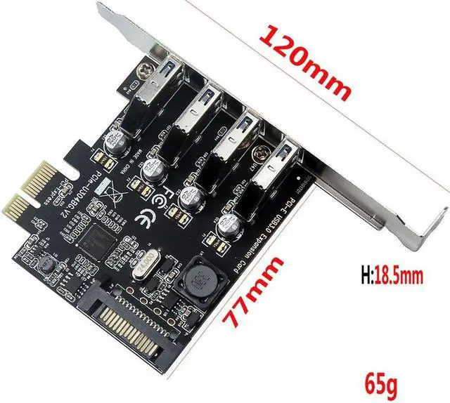 Alt view image 2 of 7 - Four Ports USB 3.0 Super Fast 5Gbps PCI-E Expansion Card PCI Express Adapter Converter Card Power Supply Module For Desktop PC with 2U Low-profile Bracket