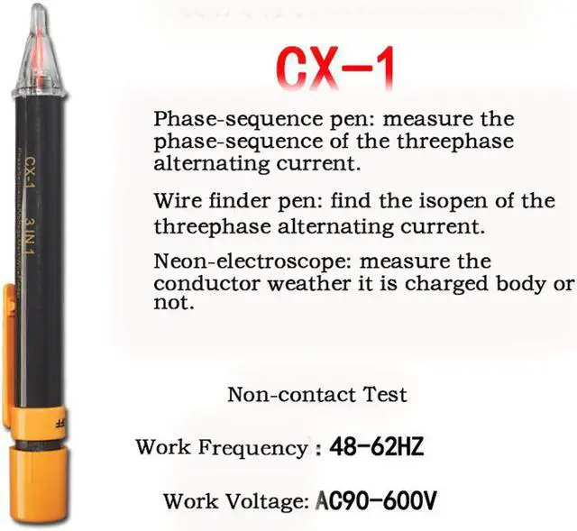 Alt view image 2 of 2 - SZBJ 3-in-1 Non-Contact Phase Indicator CX-1 Phase Sequence Meter Phase-Qequence Pen Wire Finder Pen Neon-Electroscope