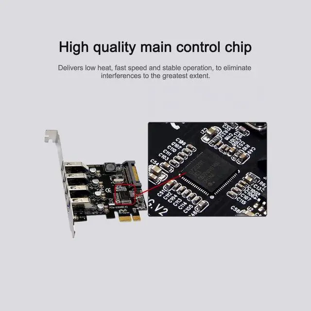 Alt view image 5 of 7 - Four Ports USB 3.0 Super Fast 5Gbps PCI-E Expansion Card PCI Express Adapter Converter Card Power Supply Module For Desktop PC with 2U Low-profile Bracket