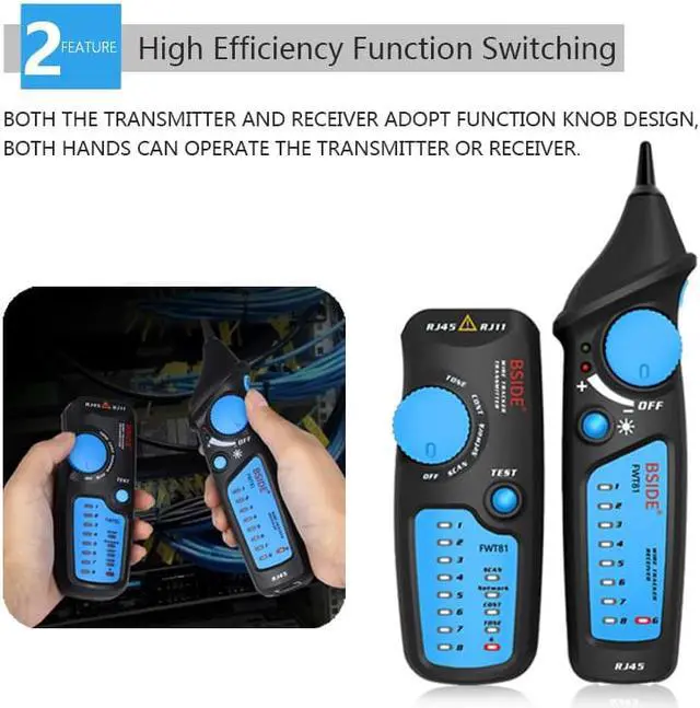 Alt view image 3 of 5 - BSIDE FWT81 Cable Tracker RJ45 RJ11 Telephone Wire Network LAN TV Electric Line Finder Tester With AVD06 Voltage Tester