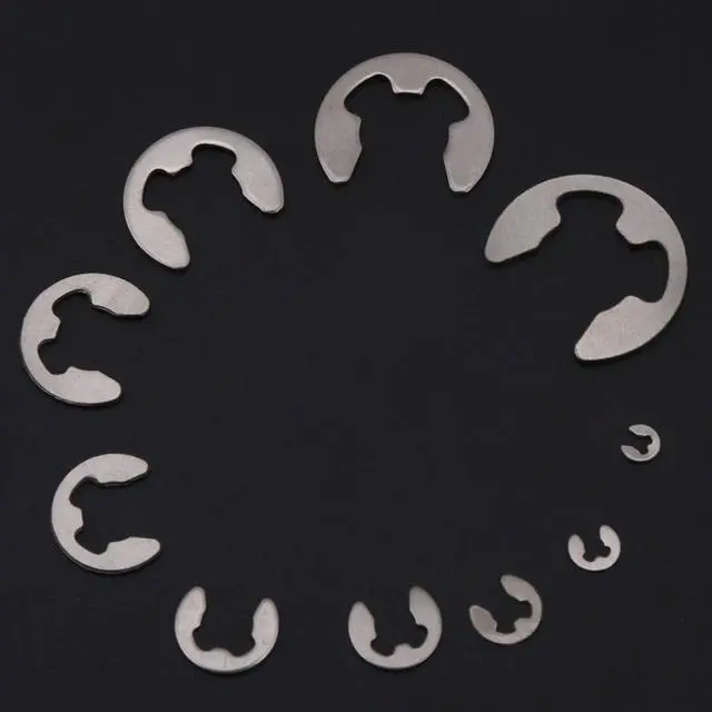 Alt view image 4 of 7 - 200pcs E-clips Retaining Ring Washer Stainless Steel Opening Snap Ring Washers Tools Assortment Kit Fastener Hardware 1.5mm-10mm