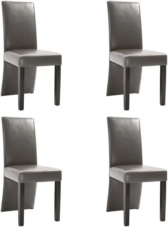Main image of vidaXL Dining Chairs 4 Pcs Side Chair with Solid Wood Legs Gray Faux Leather