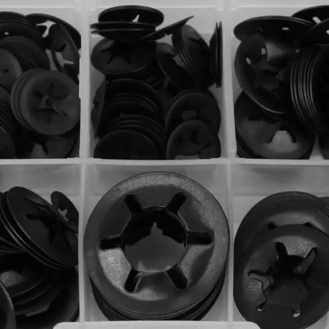 Alt view image 3 of 7 - 260pcs Manganese Steel Push On Washer Retaining Lock Washers Set 3/4/5/6/8/10/12mm Hardware Tools