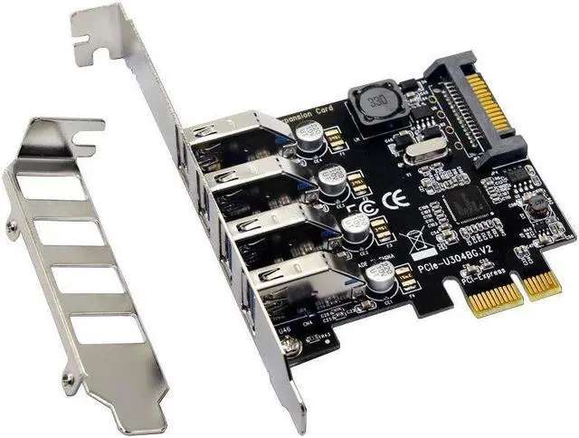 Alt view image 6 of 7 - Four Ports USB 3.0 Super Fast 5Gbps PCI-E Expansion Card PCI Express Adapter Converter Card Power Supply Module For Desktop PC with 2U Low-profile Bracket