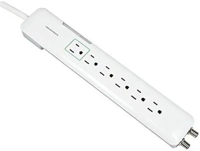 Alt view image 7 of 9 - Monoprice Power & Surge - 6 Outlet Slim Surge Protector Power Strip With Coaxial Line Protection - 4 Feet - White | Cord UL Rated 1,080 Joules With Protected Light Indicator (109199)