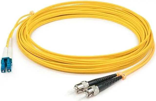 Alt view image 6 of 7 - THIS IS A 6M LC (MALE) TO ST (MALE) YELLOW DUPLEX RISER-RATED FIBER PATCH CABLE.