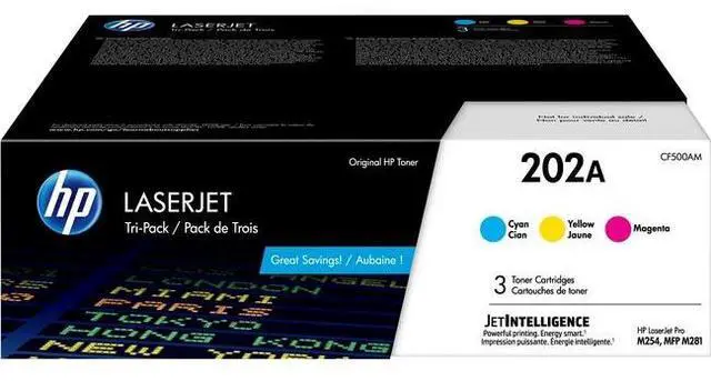Alt view image 9 of 20 - HP 202A 3-pack Cyan/Magenta/Yellow Original LaserJet Toner Cartridges, Per