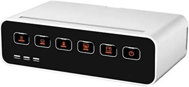 Alt view image 3 of 13 - Kantek PowerCentral Cable Management/Power Hub/Surge Protector/Monitor-Tablet Stand, Connect 5 Power Cords and 3 USB Ports, 11.8-Inch Wide x 6.7-Inch Deep x 3.5-Inch High, White/Black (CM1100)