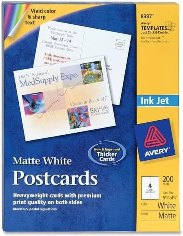 Alt view image 2 of 13 - Avery Postcard,Inkjt,50sh/200cd 8387