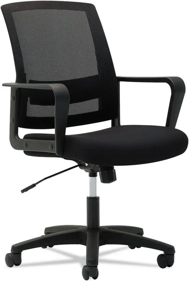 Alt view image 3 of 12 - OIF - OIFMS4217 - Mesh Mid-Back Chair, Fixed Loop Arms, Black