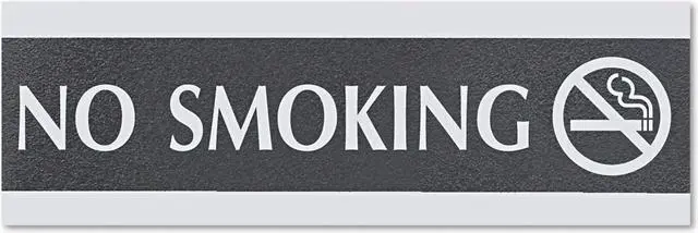 Alt view image 3 of 5 - Century Series Office Sign, No Smoking, 9 x 1/2 x 3, Black/Silver