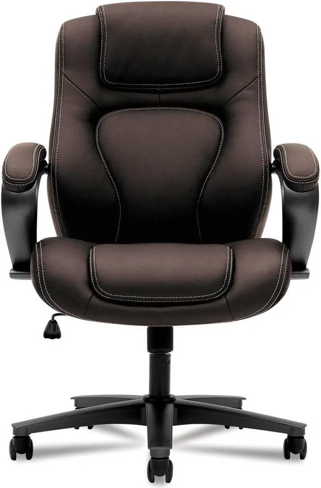 Alt view image 2 of 14 - HON Managerial Office Chair- High-Back Computer Desk Chair with Loop Arms,  Brown (VL402)