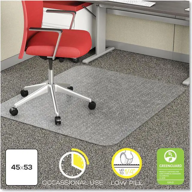 Alt view image 3 of 19 - Deflecto CM11242COM 45 x 53 in. EconoMat Occasional Use Chair Mat for Low Pile Carpet, Rectangular - Clear