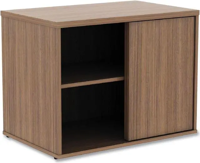 Alt view image 20 of 20 - Alera Open Office Low Storage Cabinet Credenza 29 1/2 x 19 1/8x 22 7/8 Walnut LS593020WA