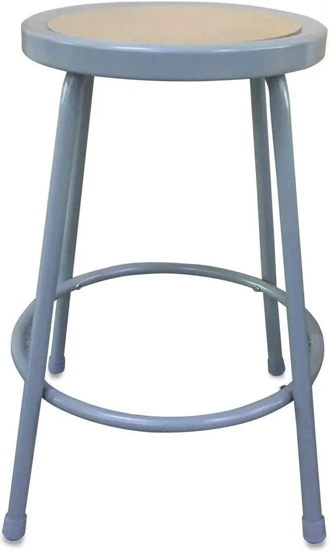 Alt view image 4 of 13 - Industrial Stool, 24", Brown/Gray Seat