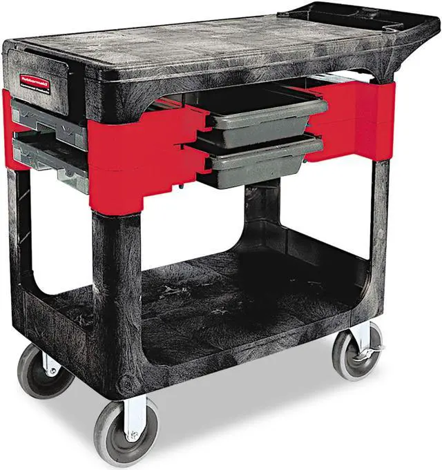 Alt view image 4 of 12 - RUBBERMAID FG618000BLA Trade Cart/Service Bench,38 In. L,Black